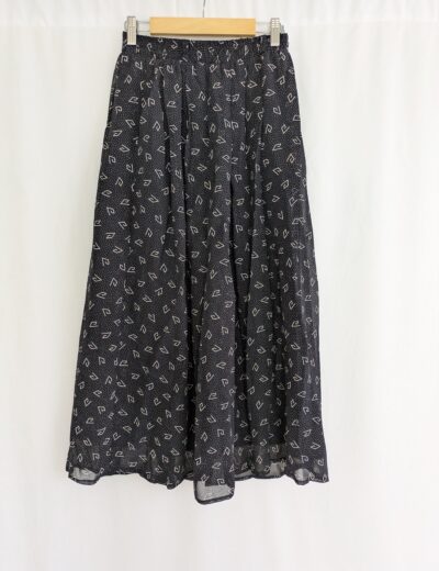 Marineblauer gemusterter Rock, Vintage Gr.34