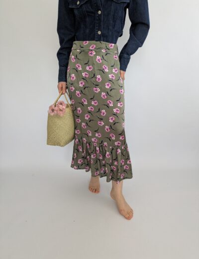 Ghost London Blumenrock khaki grün rosa Gr. S