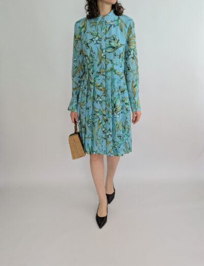 Lorena K. Seidenkleid blau grün gemustert Gr. M