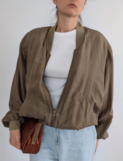 Bomberjacke aus Seide Khaki One size S,M,L