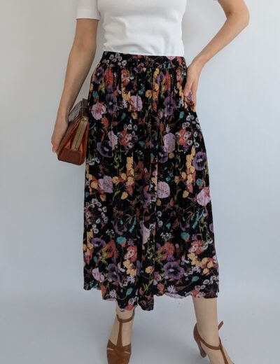 Vintage Blumenrock MIDI Gr. M 100% Viskose