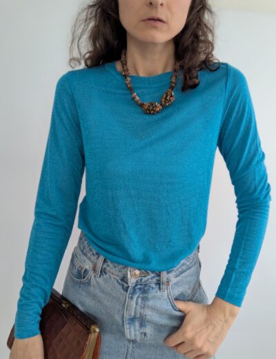 Blauer Pullover mit Silberfaden MOS MOSH Gr.S