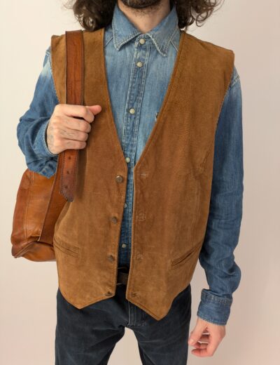 Echtes Leder Wildleder Weste Lazy, Gr. 52  Vintage