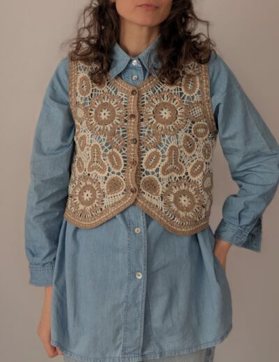 Beige Weste aus Acryl Gr.XS