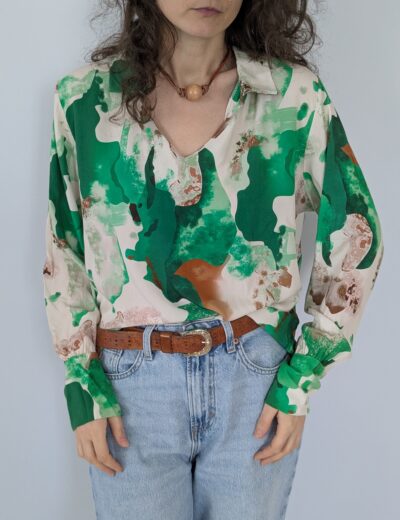 Grünes Viskosehemd Gr.L, 100% Viskose