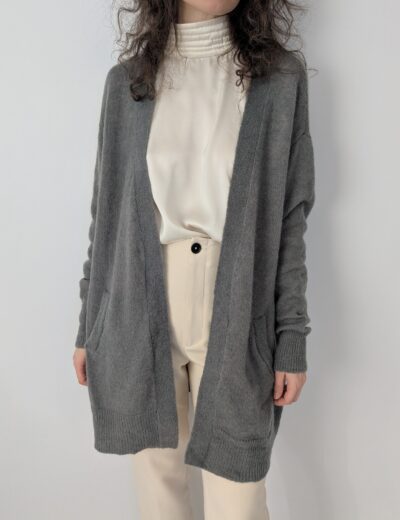 Grauer Mohair Cardigan, Oversize Gr. L