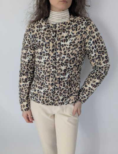 Leopardenmusterjacke mit Naturfedern Gr.38