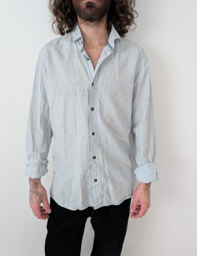 Gestreiftes Hemd aus Baumwolle/Leinen Gr.M