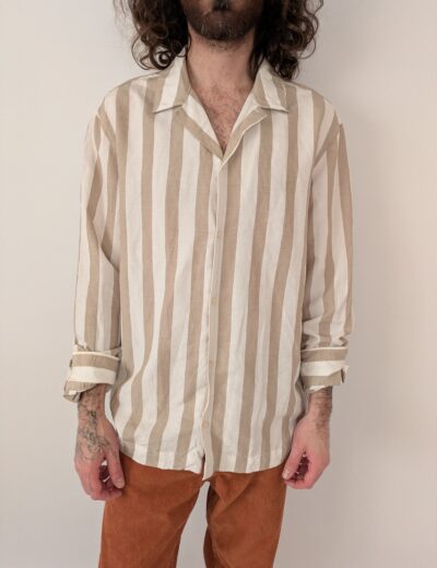 Gestreiftes Herrenhemd, Leinen/Viskose Gr. M von Mango