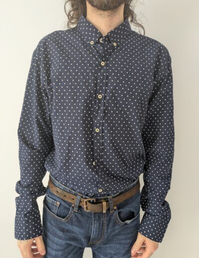 Marineblaues gepunktetes Hemd Gr.XL slim fit