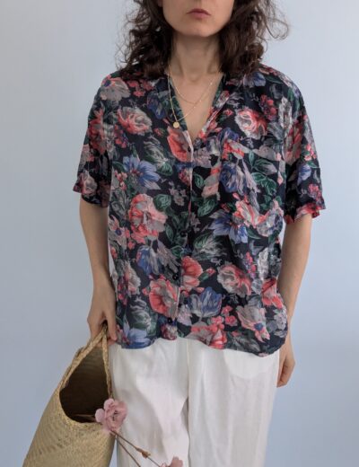 Vintage Blumenbluse Gr. S/M Baumwolle/Viskose