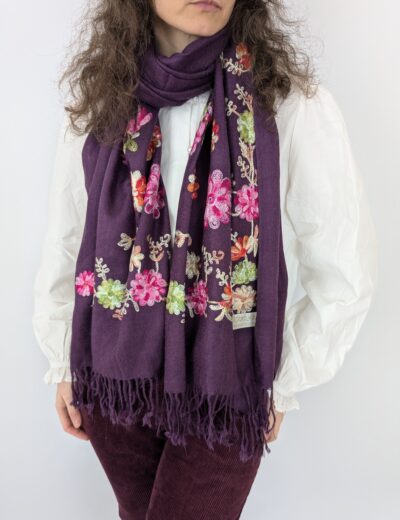Bestickter Schal Kaschmir/Seide