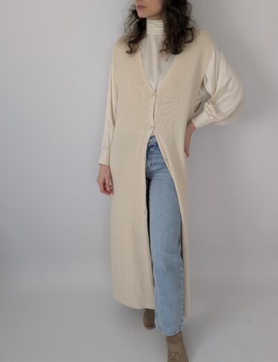 Cremefarbene Maxi-Weste one size