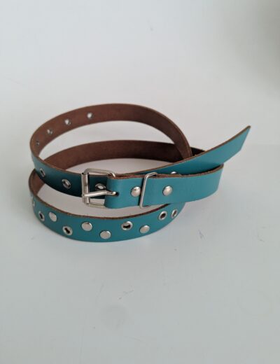 Dünner, türkisfarbener Ledergürtel Gr.S