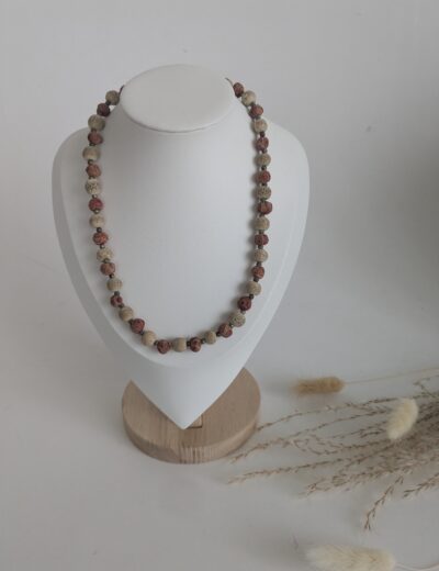 Boho Lava Steinperlen Halskette