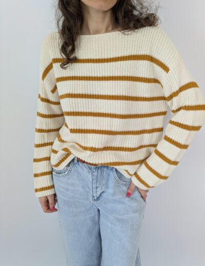 Gestreifter Baumwollpullover  Gr. L