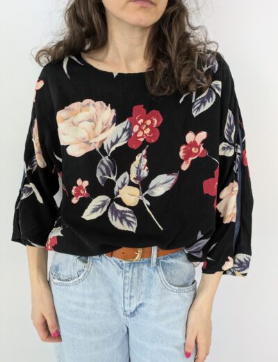 Bluse aus Viskose mit Blumenmuster Gr.L