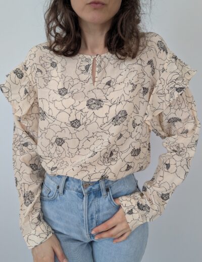Bluse mit Rüschen und Blumenmuster Gr.S