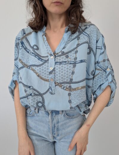 gemusterte Viskosebluse Gr.L/XL