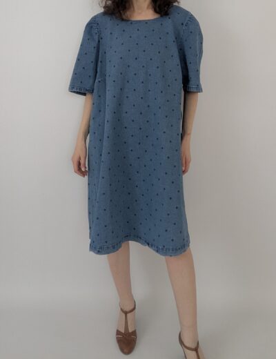 Jeanskleid mit Polka-Dots Gr. 44