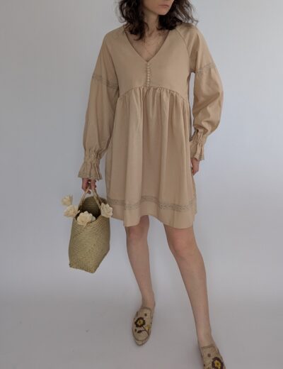 Boho-Kleid Leinen/VISKOSE Gr.S