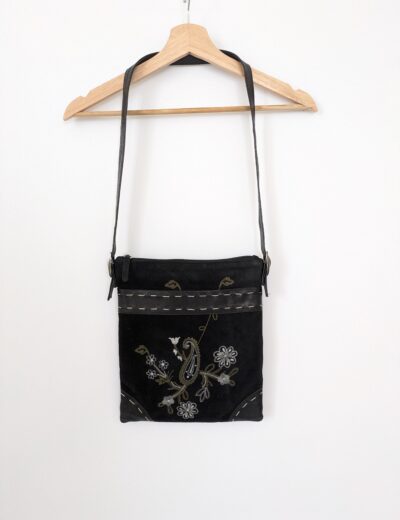 Lederhandtasche mit Stickerei