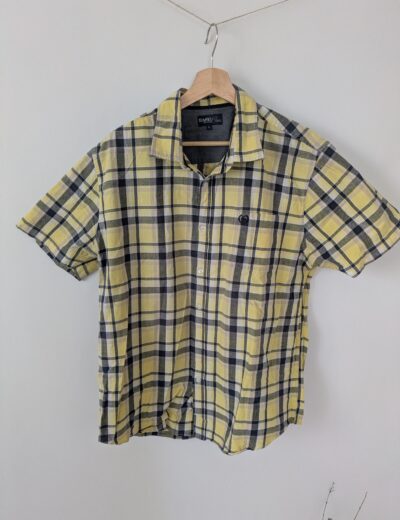 Herren Kurzarmhemd Easy Classic Collection, 100% Baumwolle, Gr. L, Gelb-Navy Karo
