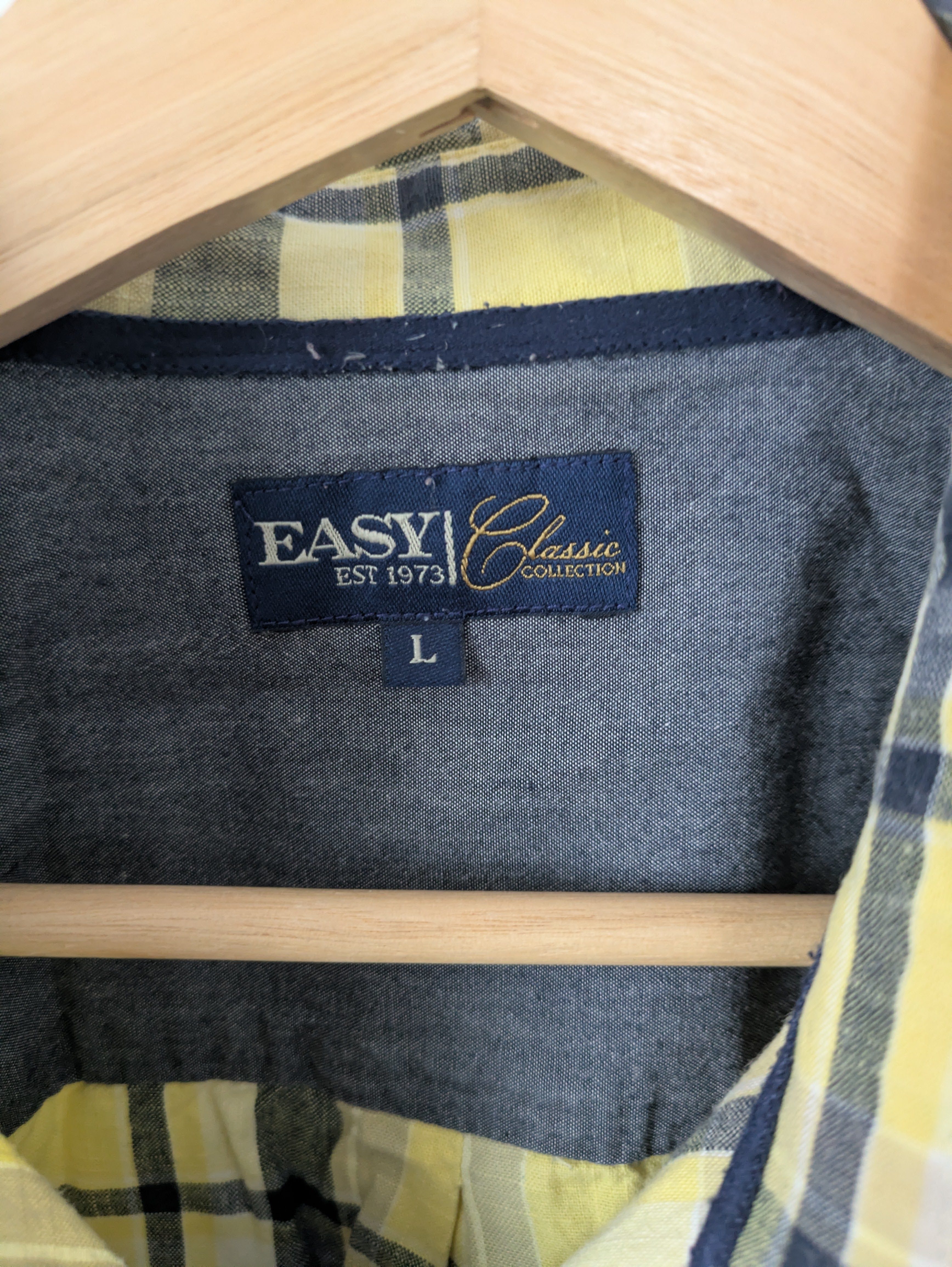 Herren Kurzarmhemd Easy Classic Collection, 100% Baumwolle, Gr. L, Gelb-Navy Karo – Bild 2