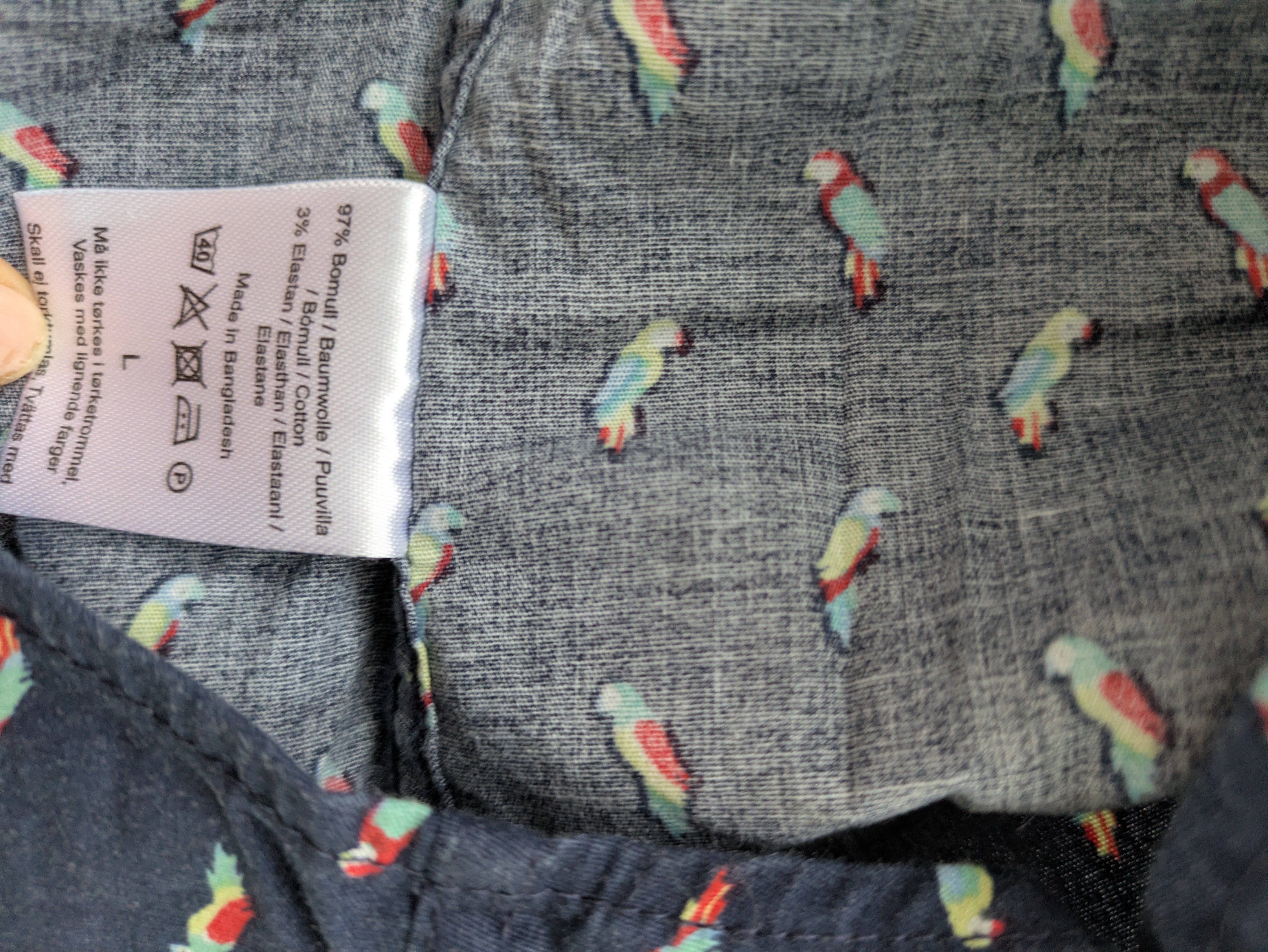 Herren Langarmhemd Dressmann, Slim Fit, 97% Baumwolle, Gr. L, Navy Papageien-Print – Bild 4