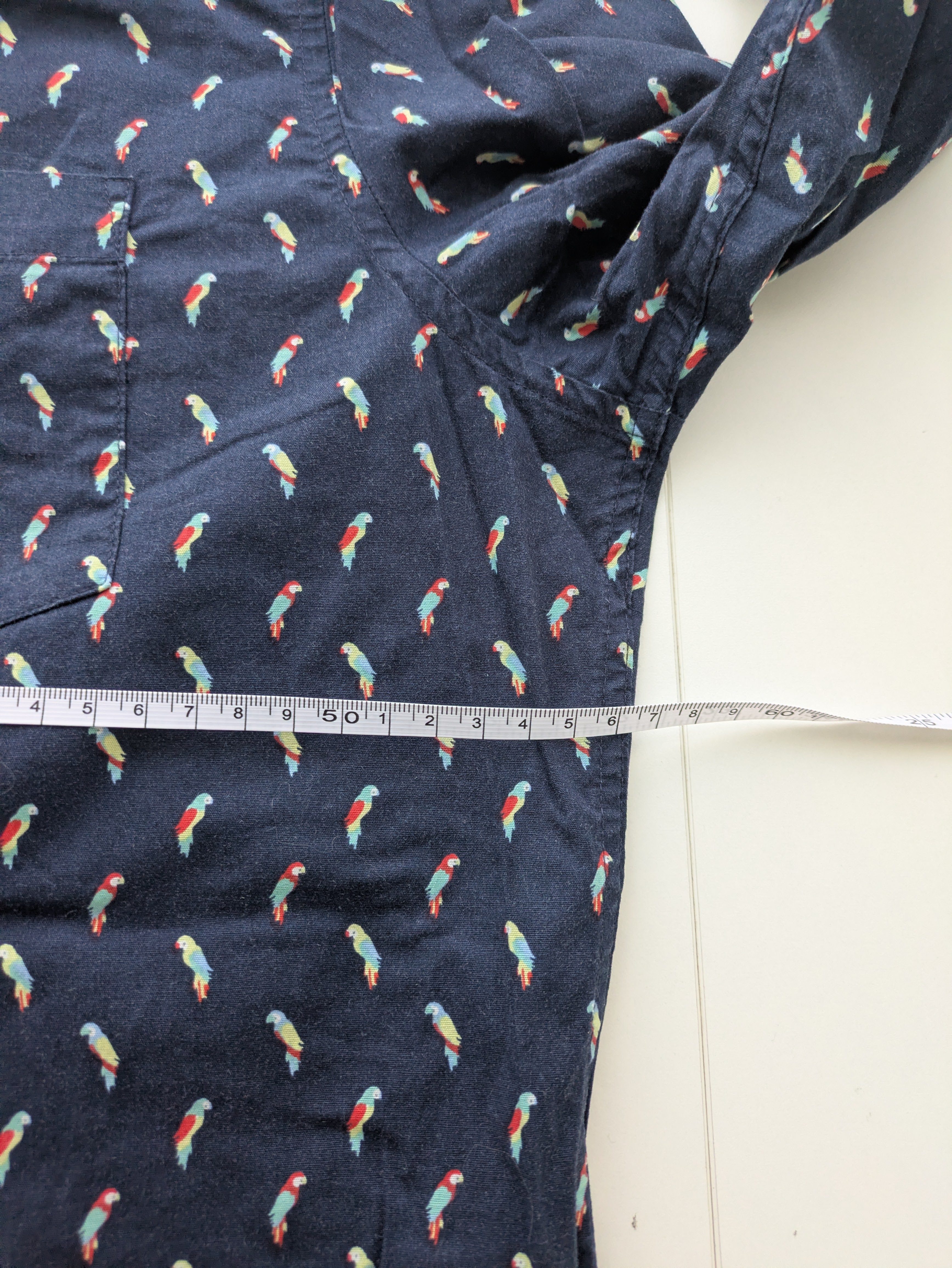 Herren Langarmhemd Dressmann, Slim Fit, 97% Baumwolle, Gr. L, Navy Papageien-Print – Bild 5