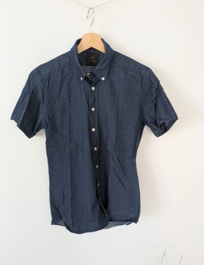 Kurzarmhemd aus Baumwolle, Größe XS, denim look