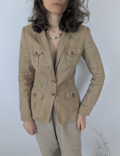 Leinen-Blazer Safari-Stil | Gr. 34