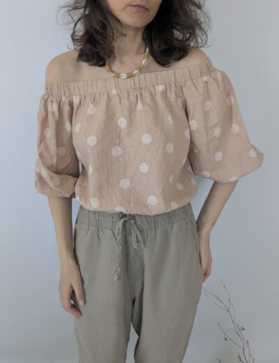 BIK BOK | Leiniges Crop-Top mit Punktemuster | Gr. S