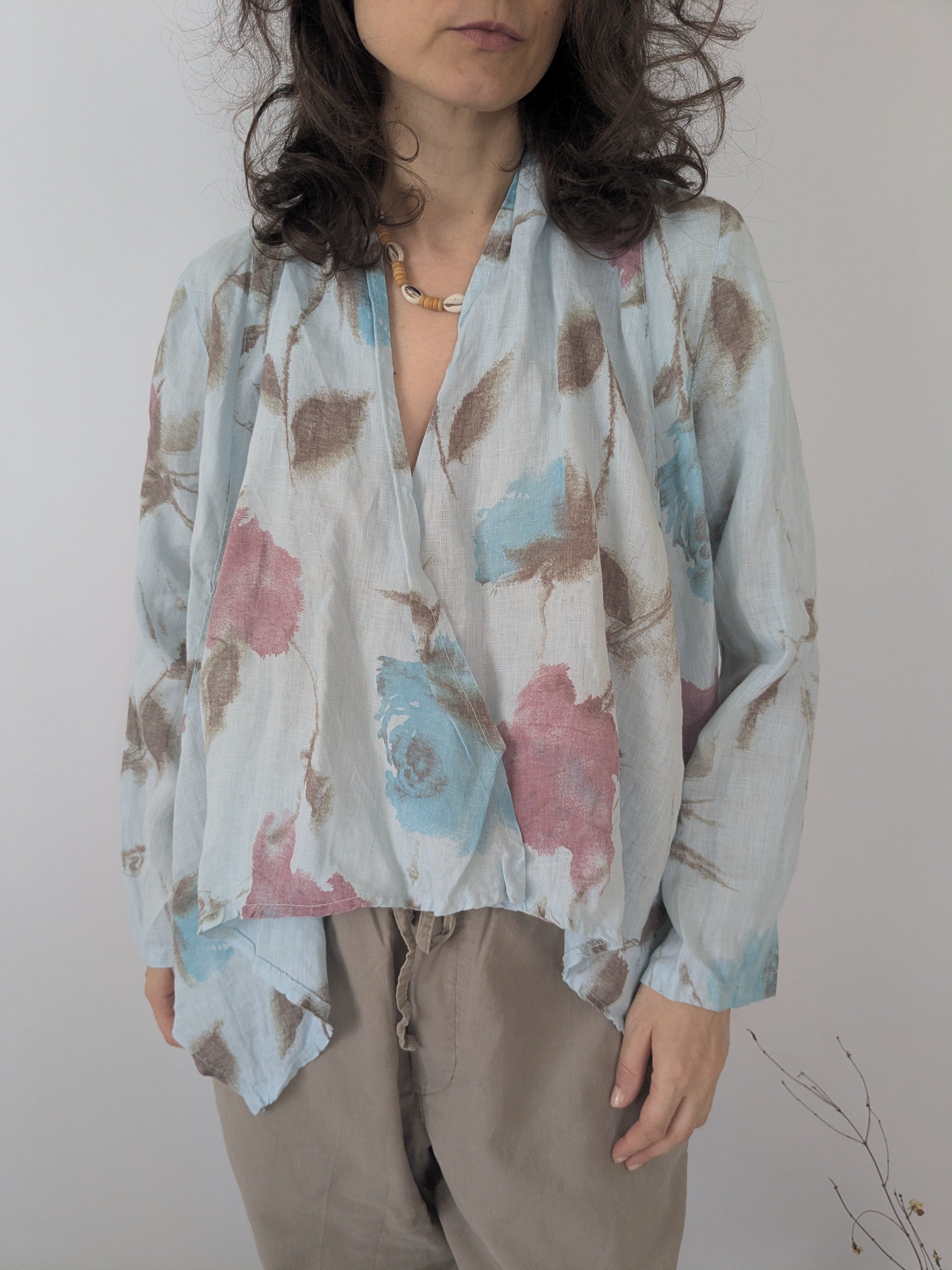 Italienische Leinenjacke | Blumenprint | one size