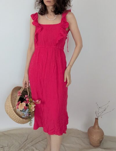 Himbeerfarbenes Kleid mit Rüschen , George Gr.S
