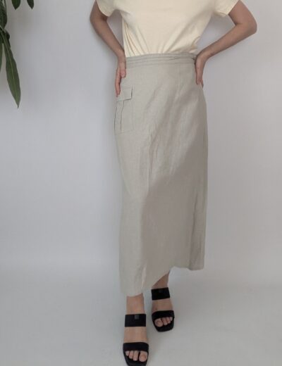 Jensen Women Only | Leinenrock Midi | Gr. 44-46