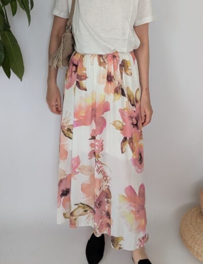 Pastellfarbener Blumenrock Maxi, Gr.S