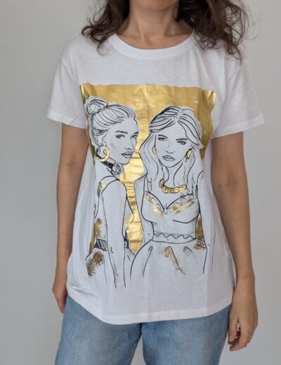 T-Shirt mit Aufdruck, 100% Baumwolle, Gr. M/L