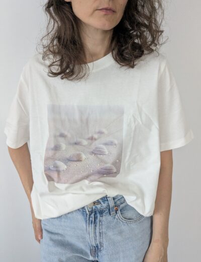Sinsay – Weißes T-Shirt mit Print, Größe L