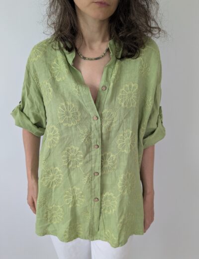 Leinenbluse mit Stickerei Gr.42