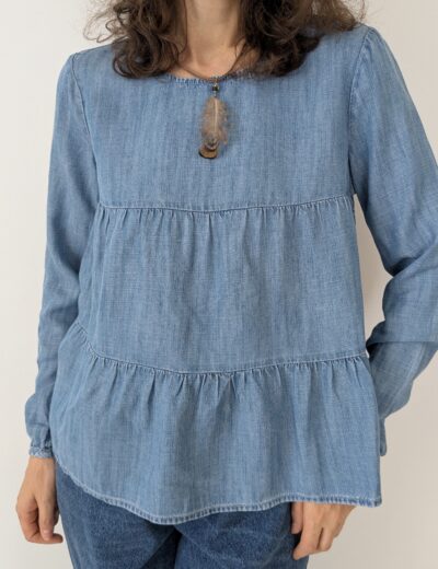 Jeansbluse mit Rüschen ESPIRIT Gr.XS