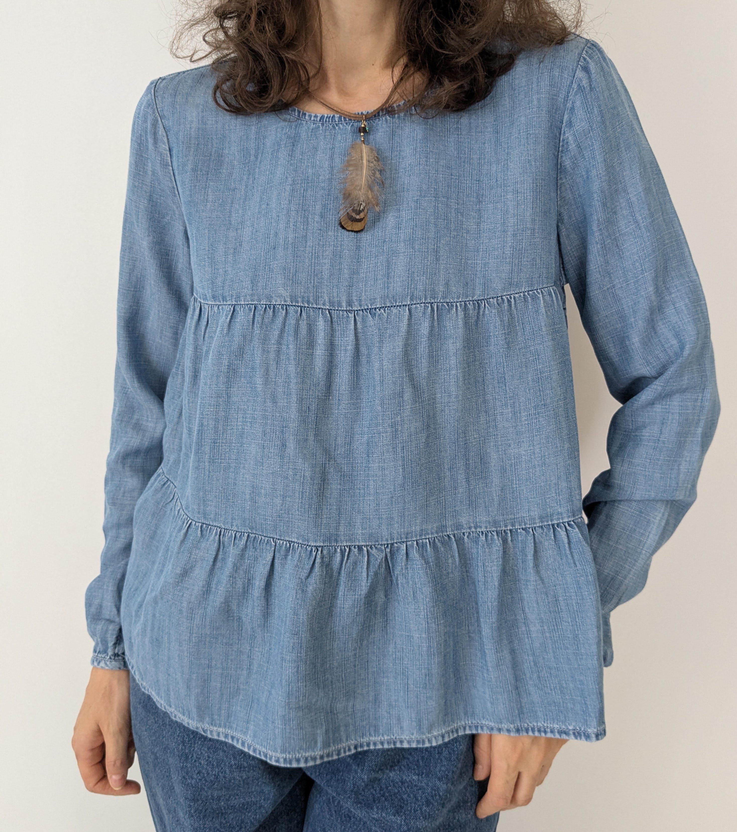 Jeansbluse mit Rüschen ESPIRIT Gr.XS