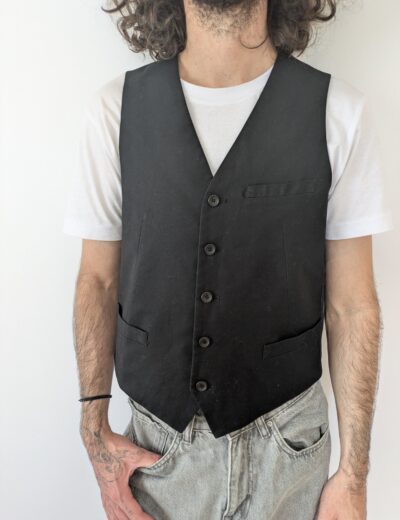 Schwarze Baumwollweste Casual, Gr.XS