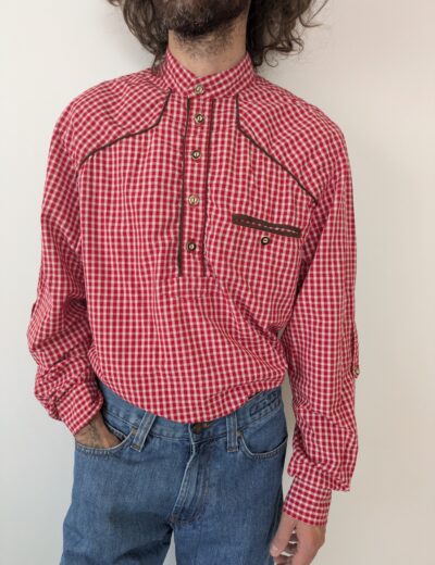 Stockerpoint Trachtenhemd Herren – Rot-Weiß Kariert, Gr. M/L