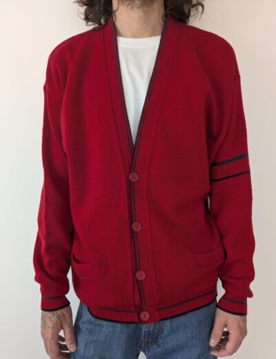 Herren Strickjacke Cardigan aus Wolle – Rot – Gr. 52  – Skjæveland