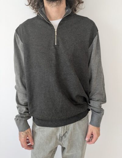 Zweifarbiger Troyer Pullover mit Reißverschluss Anthrazit/Grau - Conbipel Gr. XXL