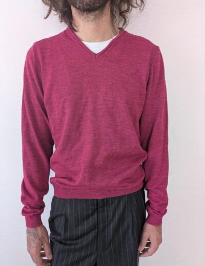 Feinstrick Pullover V-Ausschnitt Bordeaux - BELIKA Gr. S