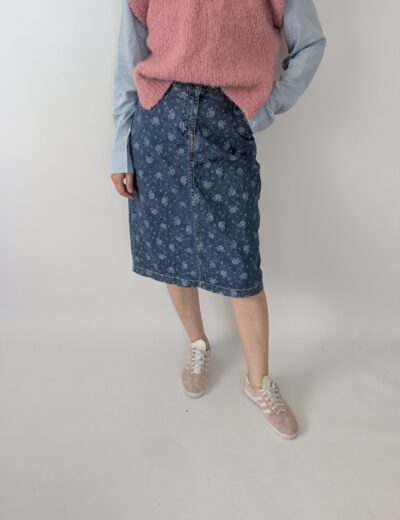 Jeansrock mit Blumenmuster Gr.44