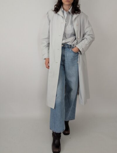 Hellgrauer Trenchcoat, Vintage Gr.S (Fleck)