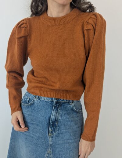 Pullover Braun mit Puffärmeln - Größe XS/S